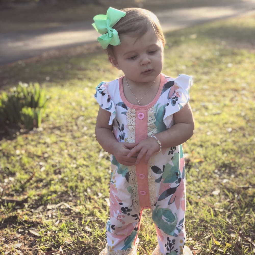 Boutique Floral and Lace Romper
